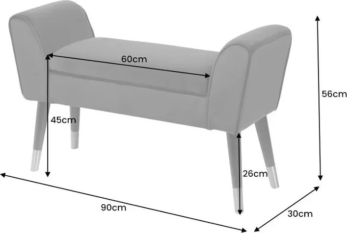 Bancheta eleganta, tapitata Scarlett 90cm, catifea bej cafea A-43279 VC