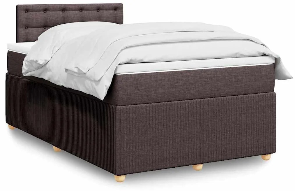 vidaXL Pat box spring cu saltea, maro închis, 120x200 cm, textil