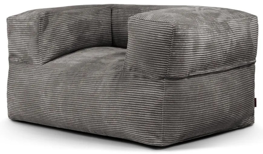 Fotoliu bean bag gri închis cu tapițerie din catifea reiată MooG – SLOWDOWN