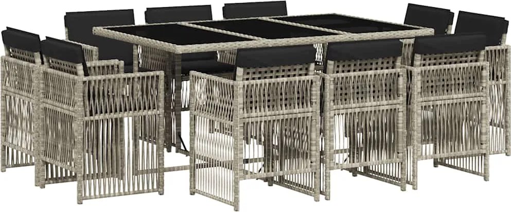 vidaXL Set mobilier de grădină cu perne 11 piese gri deschis poliratan