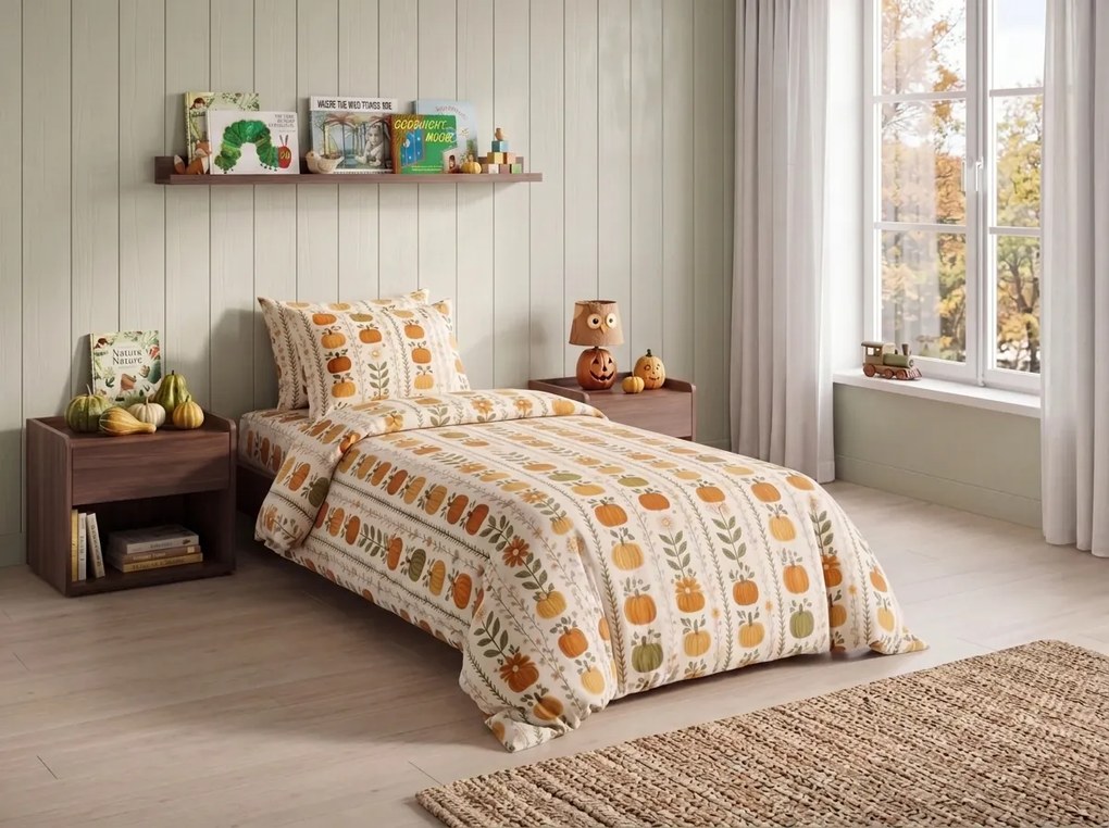 Lenjerie de pat din flanel PUMPKIN LINES colorata Dimensiune lenjerie de pat: 2 buc 70 x 90 cm | 200 x 220 cm