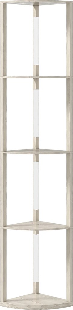HOMCOM Lampadar Podea LED, 4 Rafturi, Lumină Reglabilă 3000K, MDF, 41x29,5x163,5 cm, Stejar | Aosom Romania