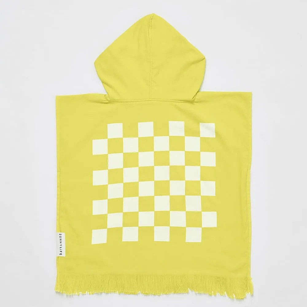 Prosop de plajă pentru copii 3-6 ani Sunnylife Checkerboard, galben