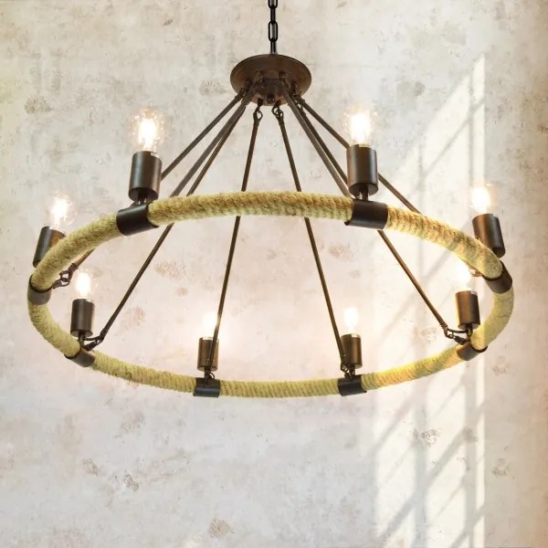 Lustră pe lanț ROPE ARTHUR 8xE27/20W/230V