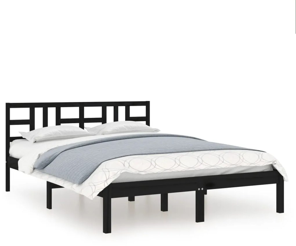 3105429 vidaXL Cadru de pat, negru, 200x200 cm, lemn masiv