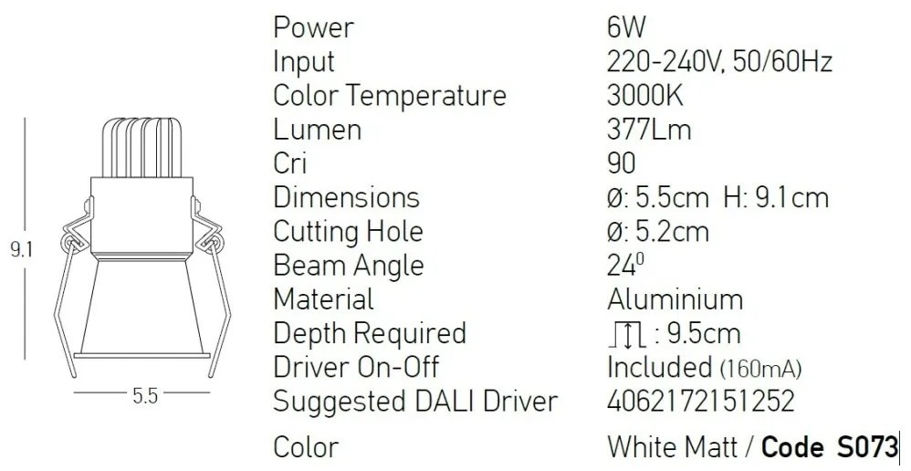 Spot LED incastrabil Trimless alb 6W 3000K