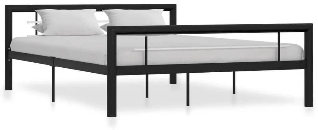 vidaXL Cadru de pat, negru și alb, 120 x 200 cm, metal