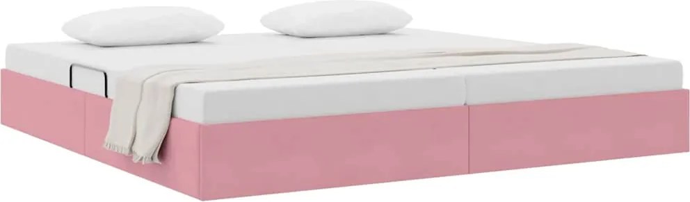 vidaXL Pat cu storage cu headboard Roz 200 x 200 cm Catifea