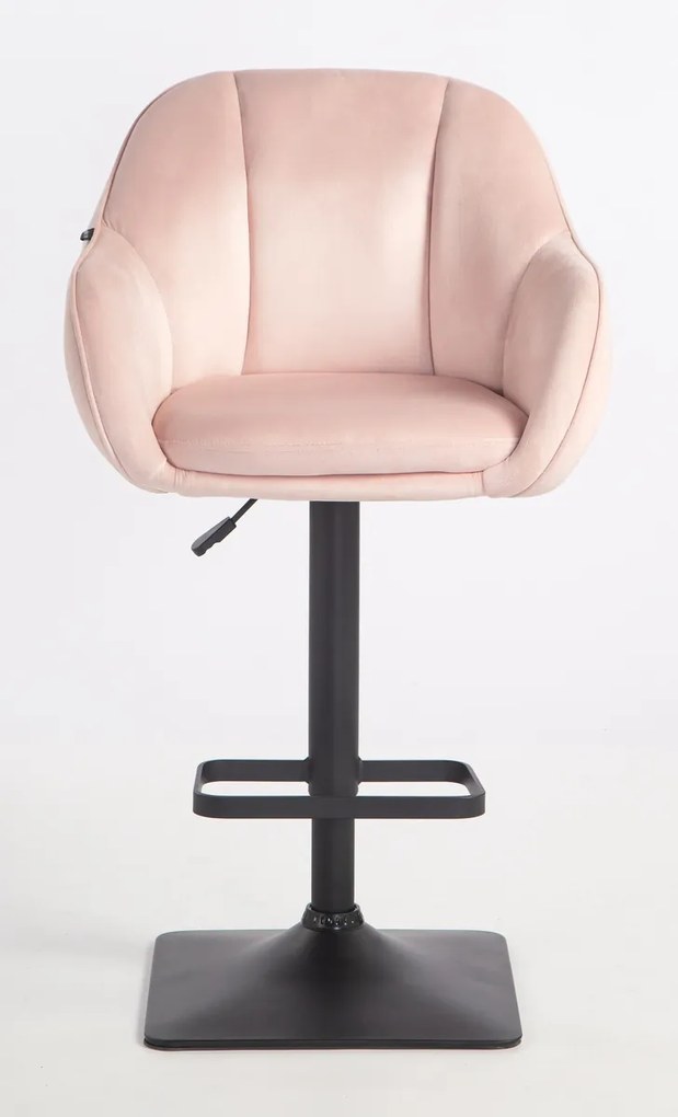 HR12055KW Scaun Roz Pudra din Catifea cu Bază Neagră