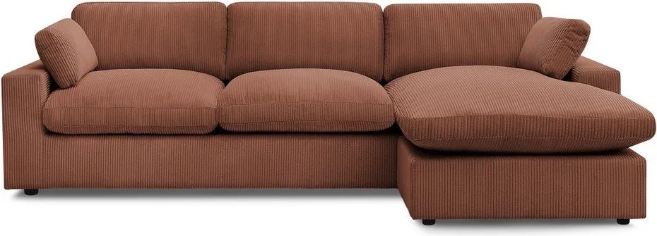 Colțar portocaliu cu tapițerie din catifea reiată Belair – Bobochic Paris