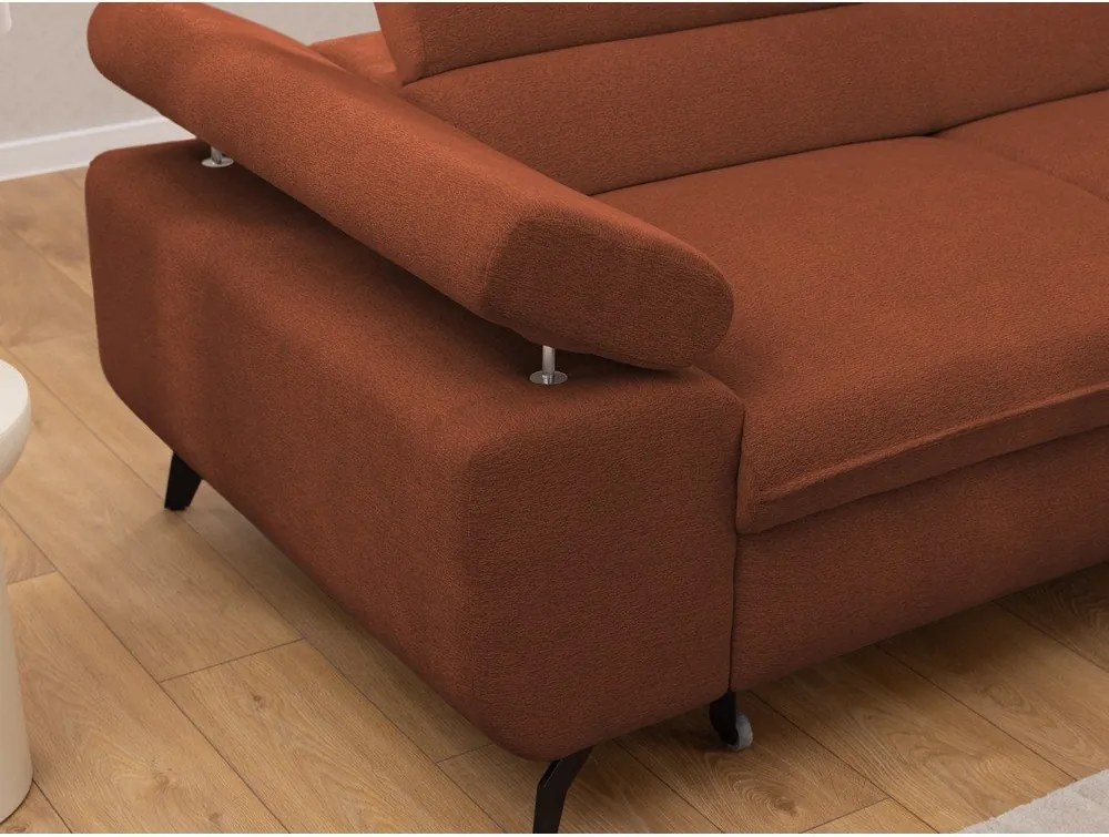 Colțar teracotă cu tapițerie din chenille (cu colț pe partea dreaptă/în formă de ”L”) Marbeya – Ropez