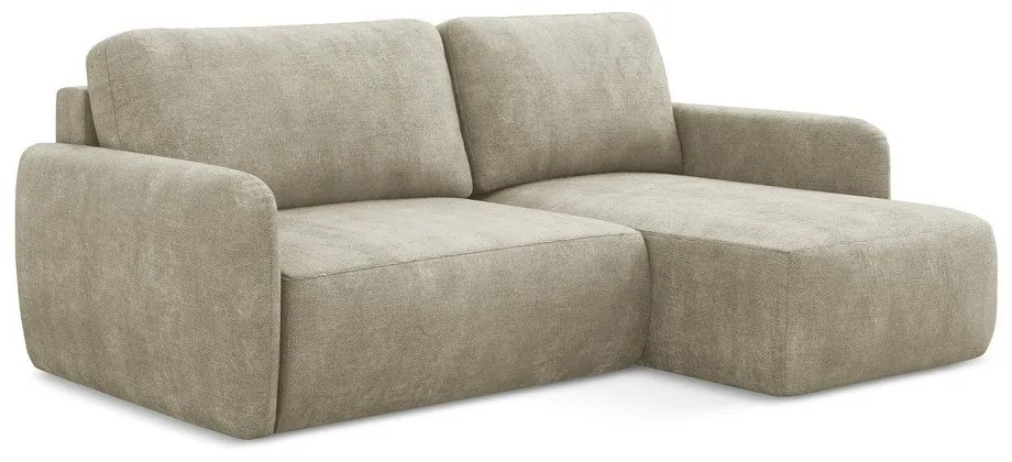 Colțar bej extensibil/cu spațiu de depozitare cu tapițerie din chenille (cu colț pe partea dreaptă/cu șezlong) Lilo – Makamii