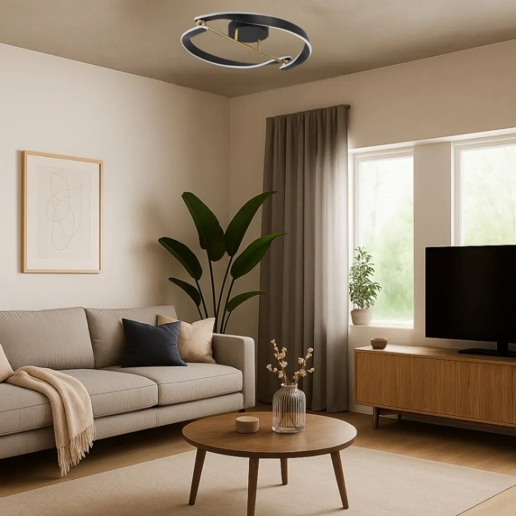 Plafoniera LED din metal negru auriu Adalind