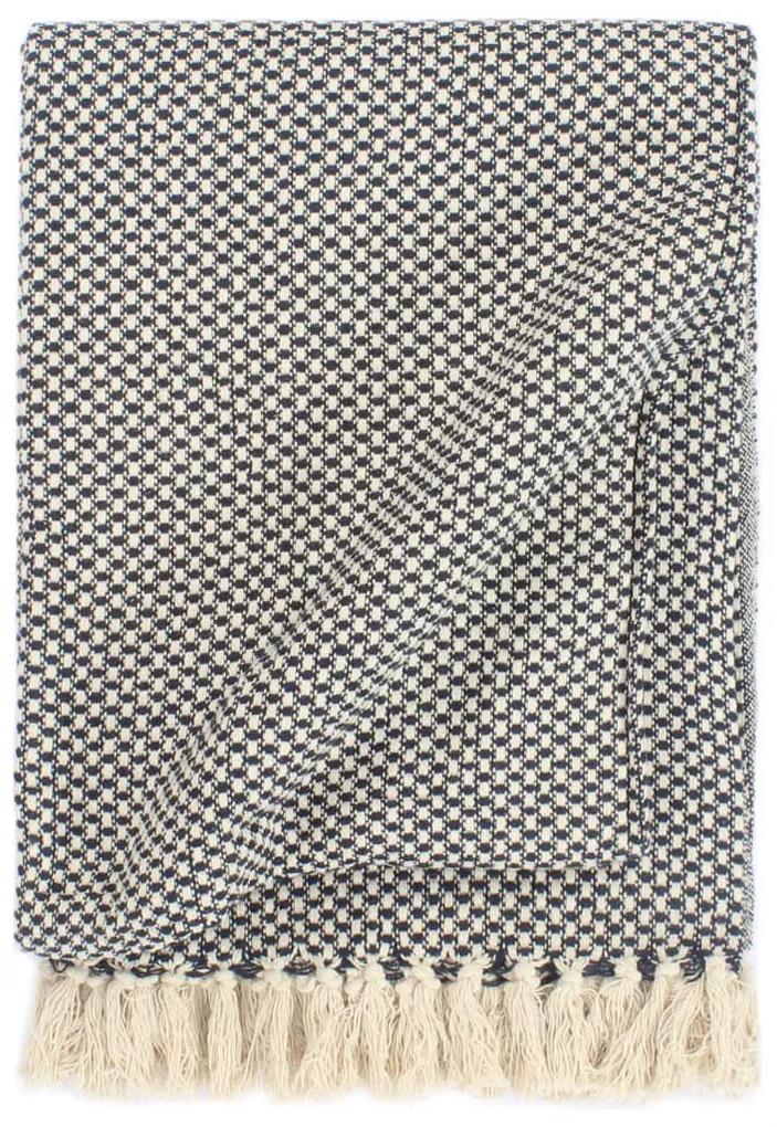 vidaXL Pătură decorativă, bleumarin, 160 x 210 cm, bumbac