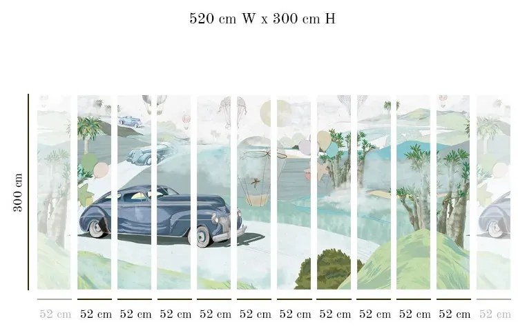 Tapet VLAdiLA Retro cars (blue) 520 x 300 cm