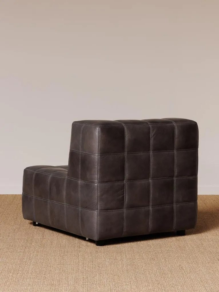 Fotoliu gri, din piele integrala superioara, Tetris