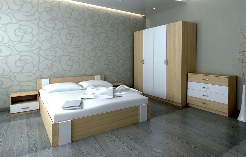 Set dormitor Bora 160 cm strejar sonoma si alb