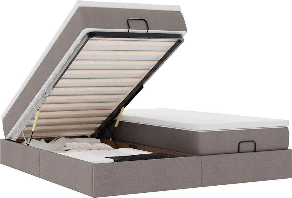 vidaXL Cadru de pat otoman cu saltele Taupe 180x200cm Material