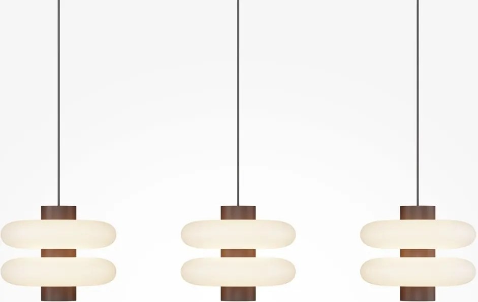Lustra cu 3 pendule LED metal maro, sticla Nuvem