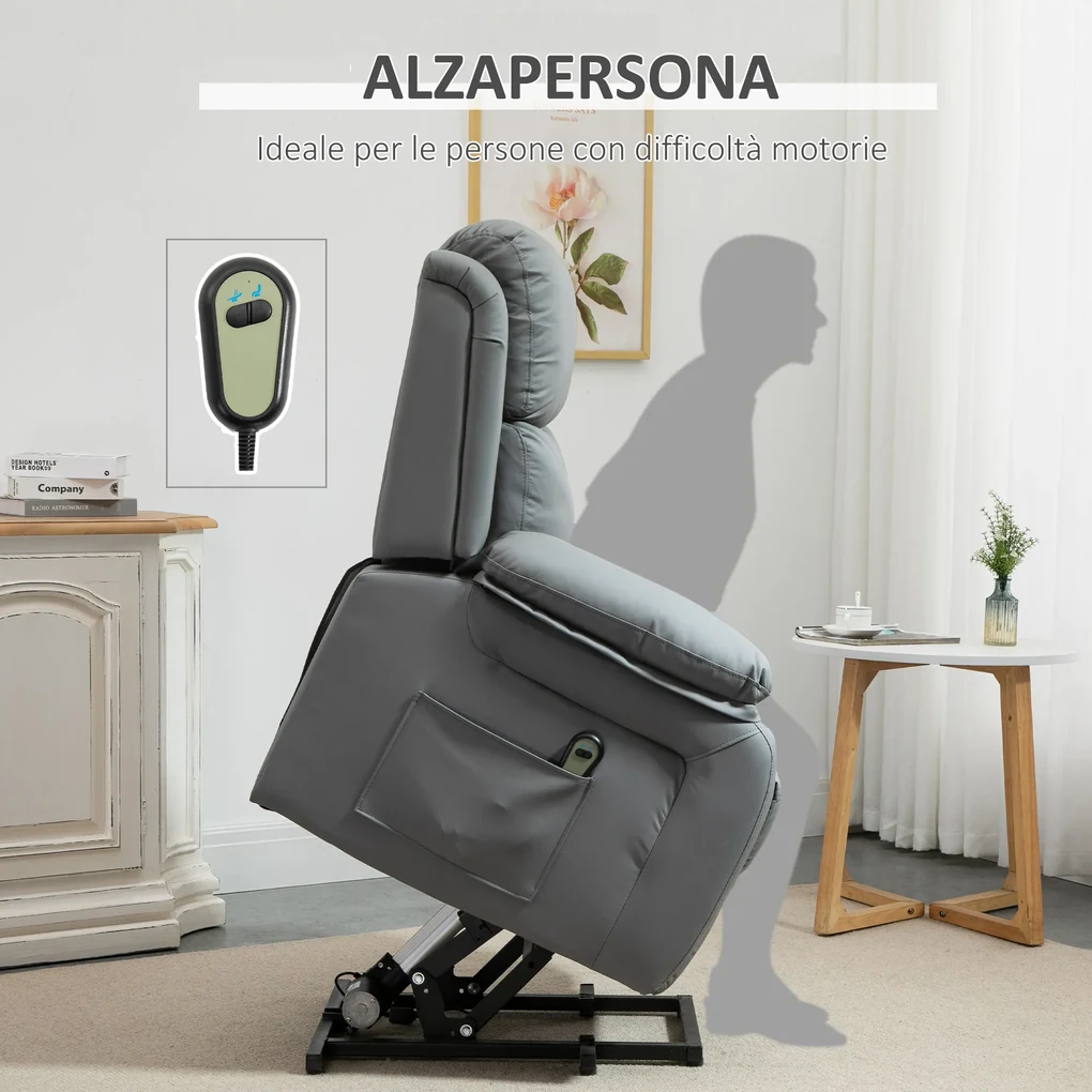 HOMCOM Fotoliu Relaxant Rabatabil la 160°, Electric cu Funcție de