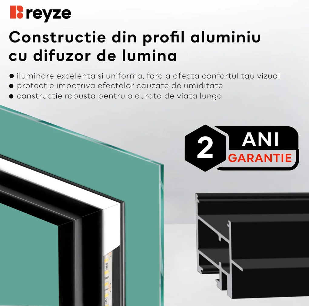 Oglinda LED verticala cu lumina LED neutra Gama Ambient Model 2 fara b