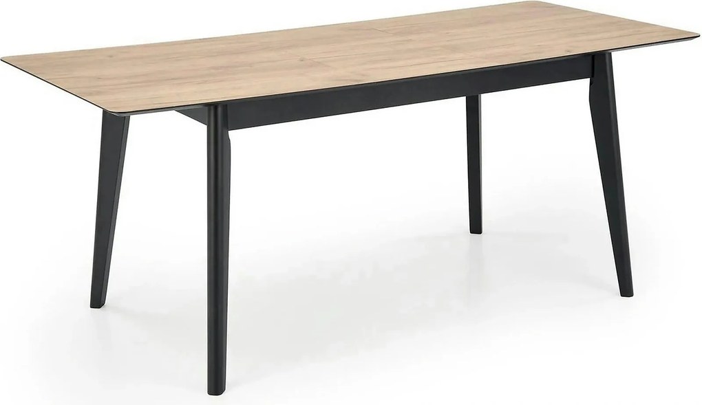 Masa extensibila GULIAN, stejar/negru, PAL laminat/lemn, 140/180x90x76
