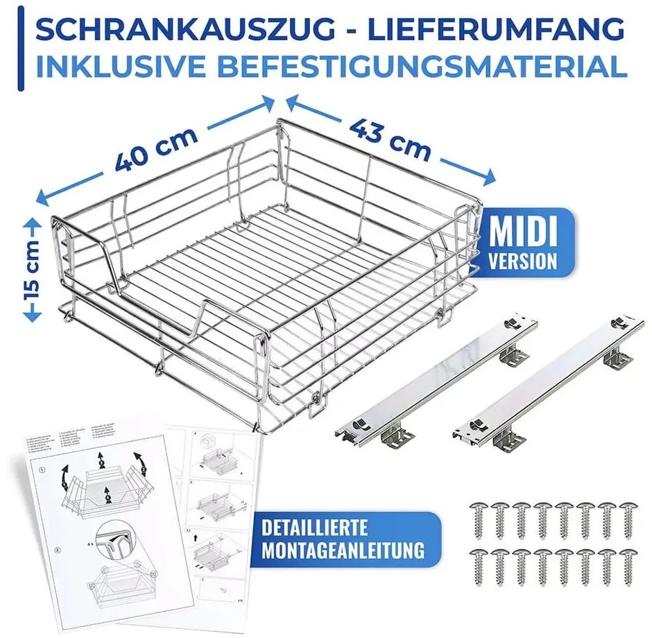 Raft extractabil din oțel inoxidabil Maximex Slide, 51 x 40 cm