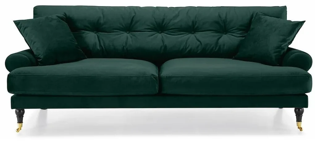 Canapea Seattle E134Numărul de locuri: 3, Verde, 222x100x87cm, Tapiterie, Picioare: Lemn, Role