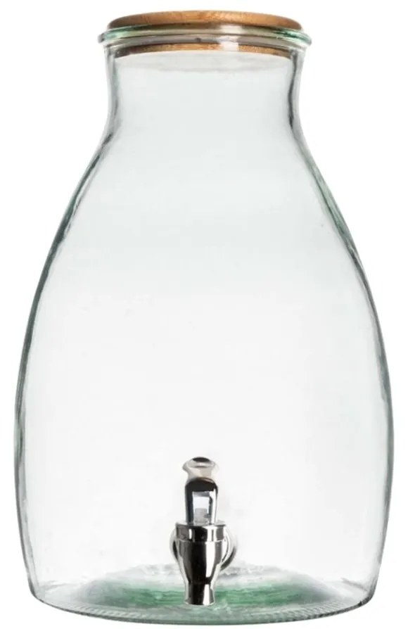 Dozator de bauturi din sticla GUSTA cu capac din lemn 5,5 L