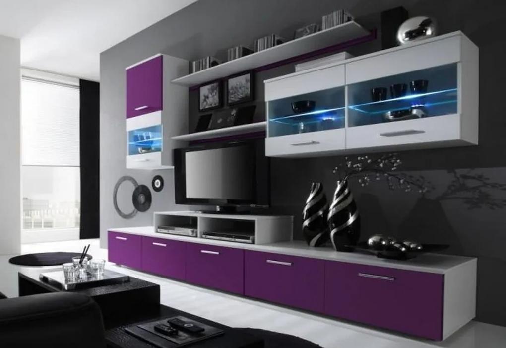 Supermobel Mobilă sufragerie BETA I, alb/violet luciu