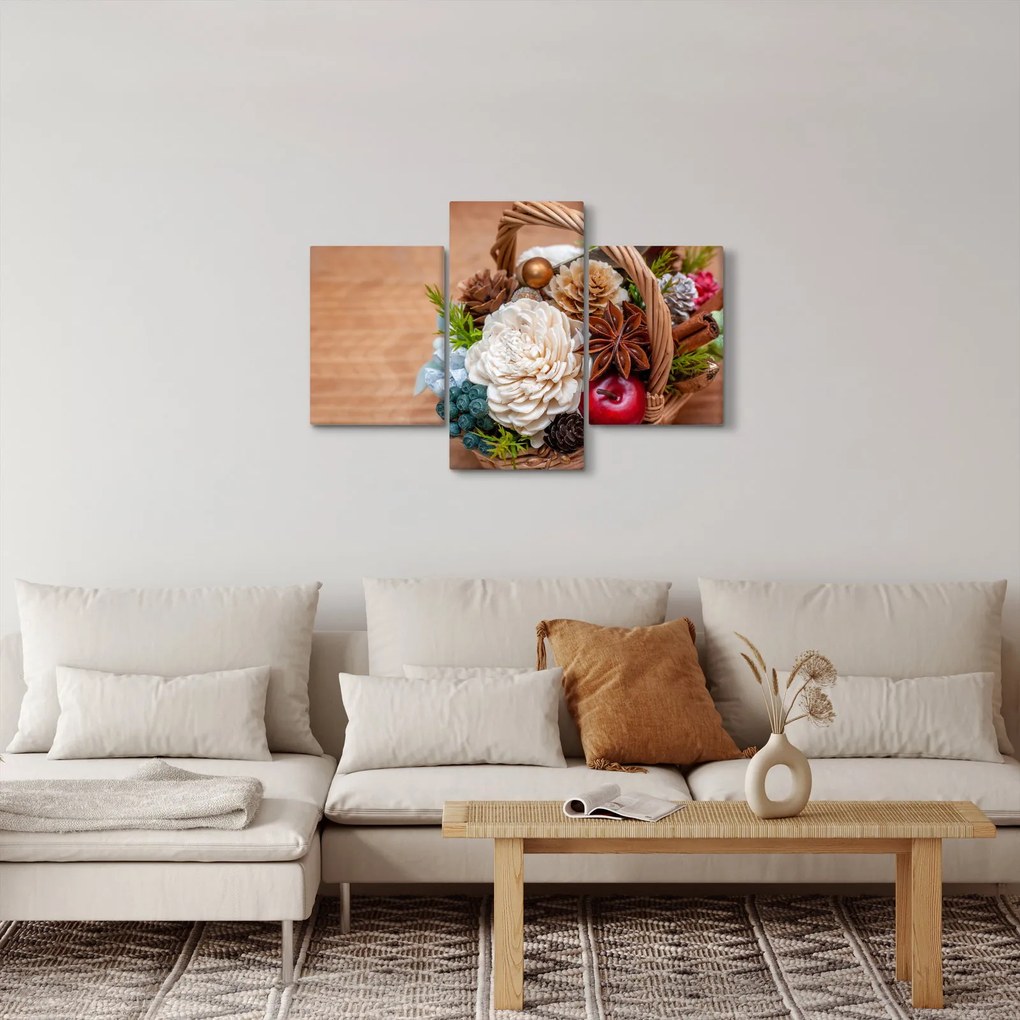 Tablou cu coș din nuiele (90x60 cm)