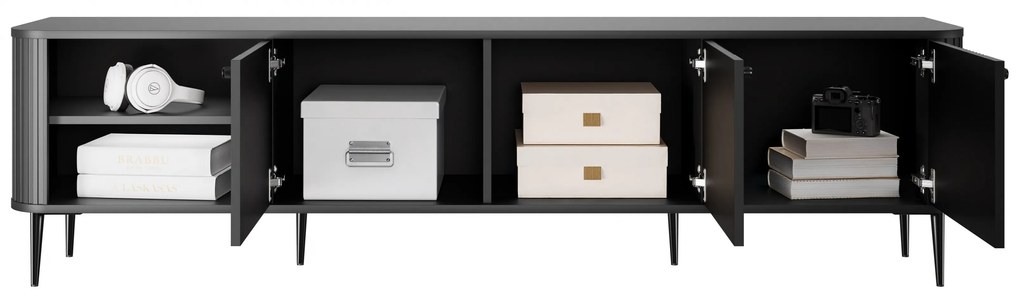 Comodă TV Vesper 3D 187 cm - negru / picioare negre