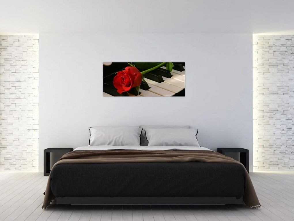 Tablou - Pian și trandafiri (120x50 cm)