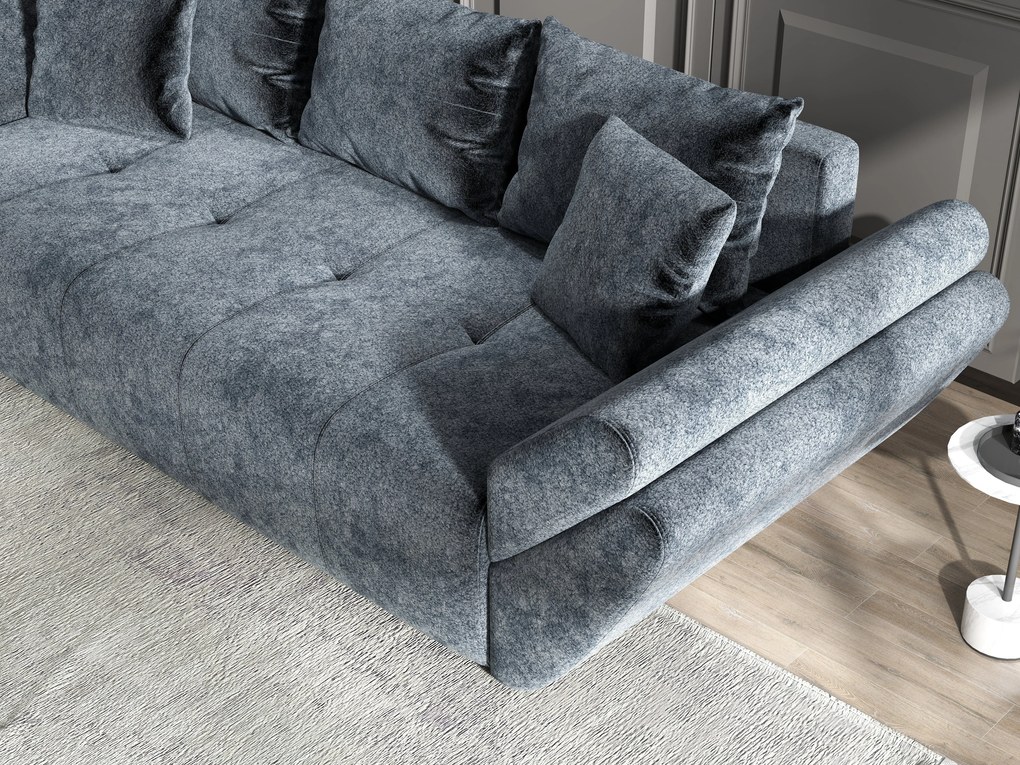 Canapea extensibilă dumonde cu ladă de depozitare si sezut confortabil din spuma high-density, Berlin Euphoria Grafit 250x100 cm