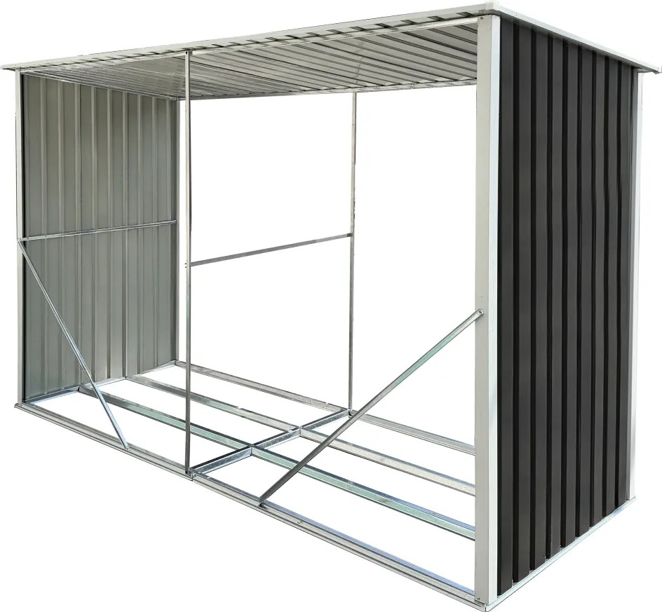 Magazie pentru lemn, antracit/alb, 302x121,5x191 cm, DARYL TIP 3