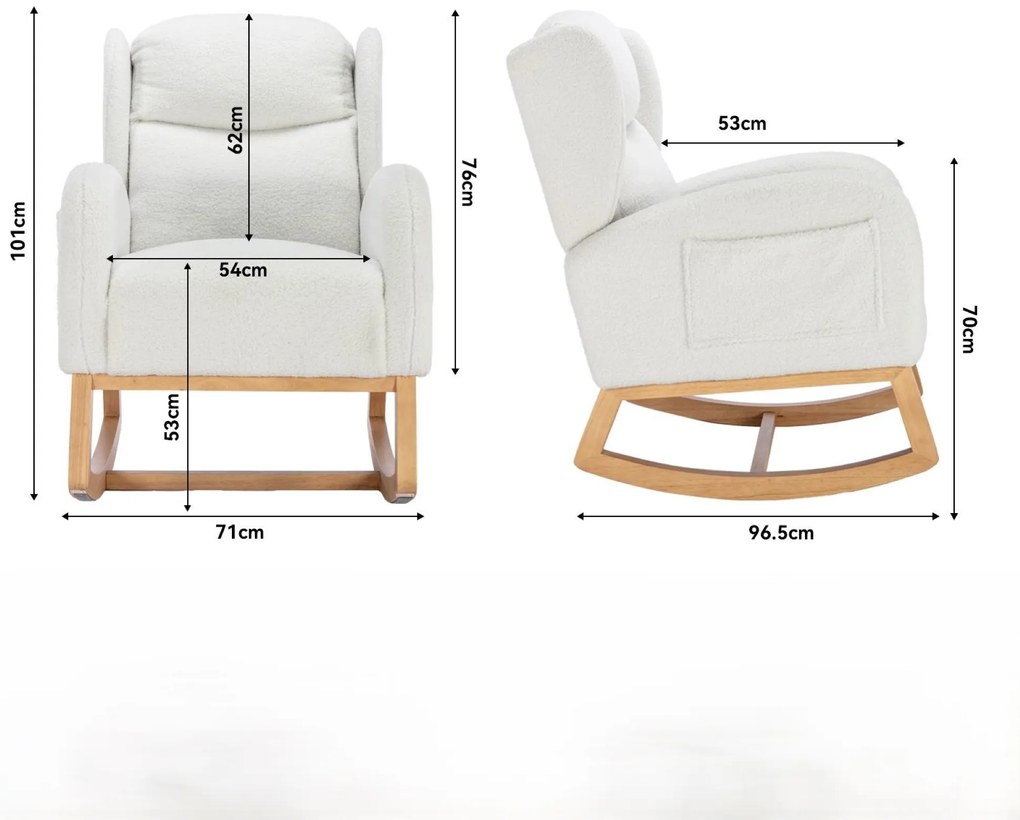 Scaun balansoar modern cu husă din material Teddy, Alb | Aosom Romania
