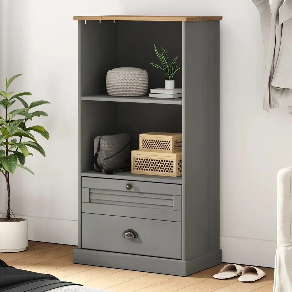 vidaXL Bibliotecă VIGO, gri, 60x35x114,5 cm, lemn masiv de pin