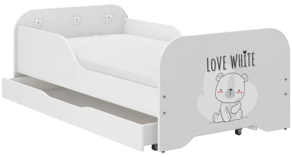 Pat de calitate pentru copii cu motiv ursuleț LOVE WHITE 140 x 70 cm
