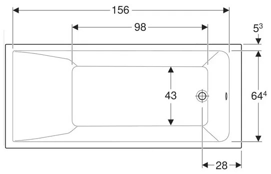 Cada baie dreptunghiulara Geberit Selnova Square 170x75 cm