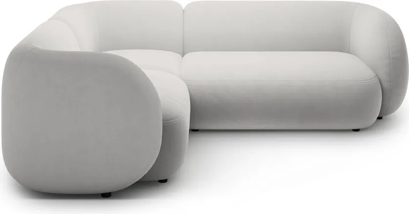 Colțar gri deschis cu tapițerie din catifea (cu colț pe partea stângă/în formă de ”L”) Kate – Micadoni