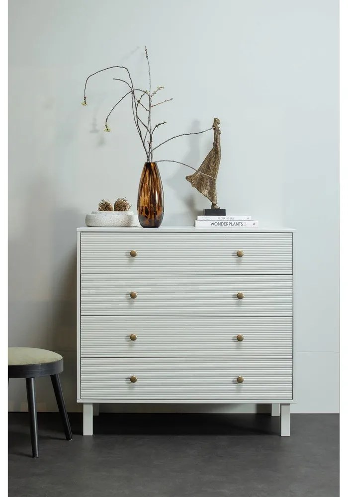 Comodă gri deschis joasă din lemn de pin 94x91 cm Madu – WOOOD