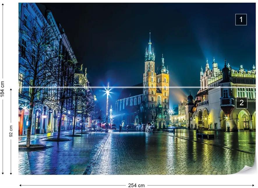 Fototapet GLIX - Krakow City Square At Night  + adeziv GRATUIT Tapet nețesute - 254x184 cm