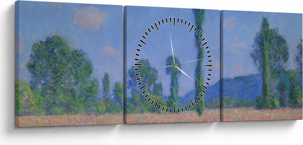 Tablou - Claude Monet, Poppy Field (Giverny), reproducere (cu ceas) (90x30 cm)