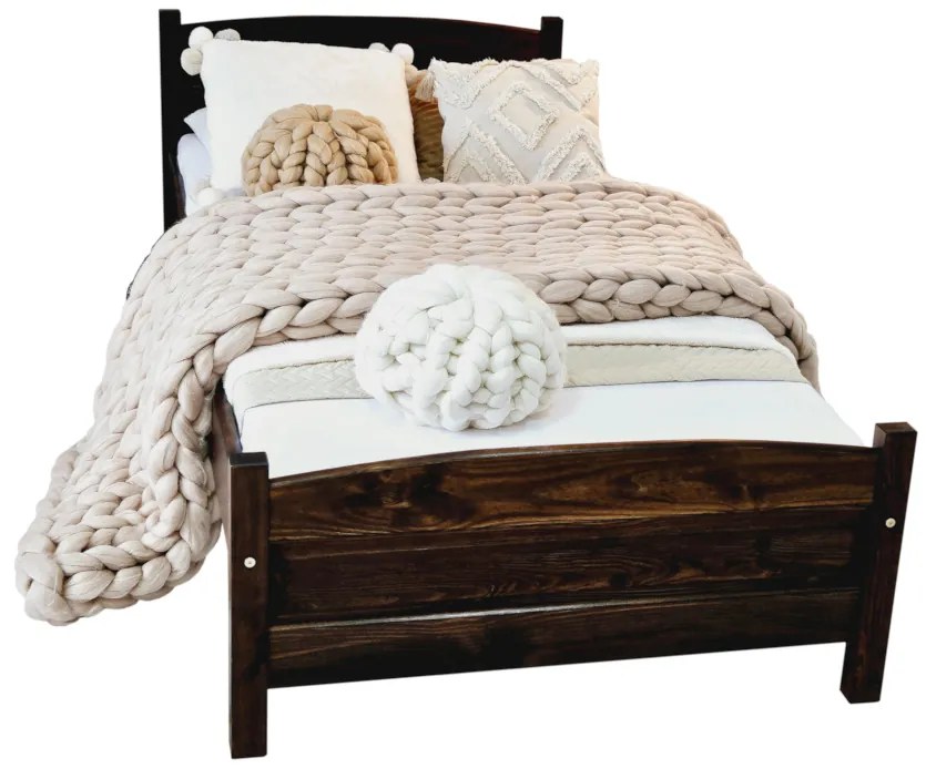 Expedo Pat înalt ANGEL + saltea spumă DE LUX 14 cm + somieră GRATIS, 90 x 200 cm, nuc-lac