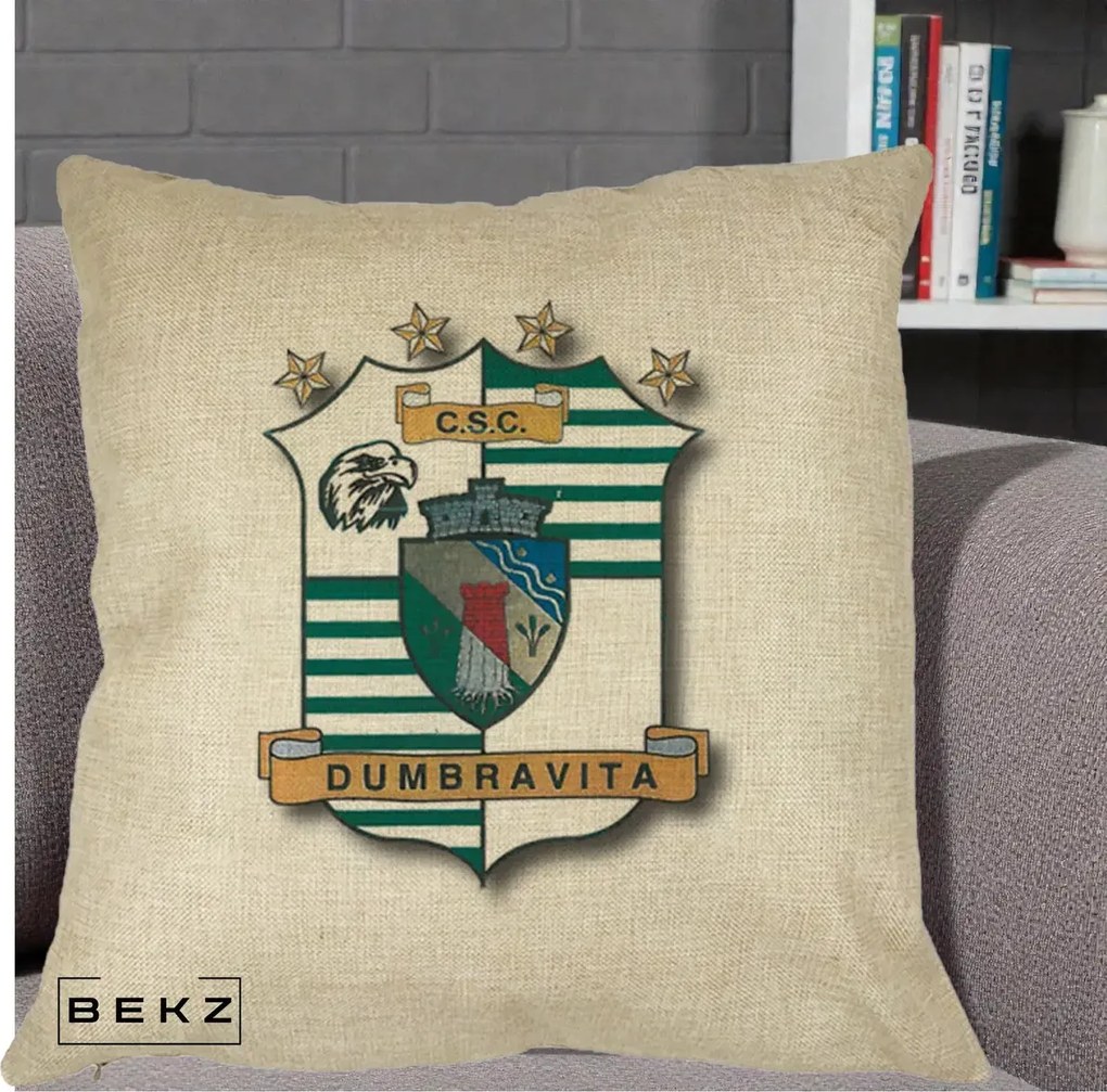Perna Personalizata CSC Dumbravita Fotbal, 40x40 cm, Crem, Husa Detasabila, Perna Inclusa, BEKZ®