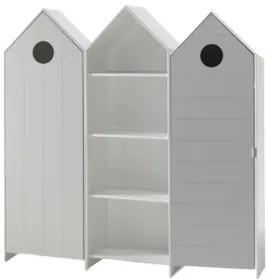 Set 3 Dulapuri pentru Copii Căsuță, Alb și Gri, (MDF) – CASAMI – Vipack