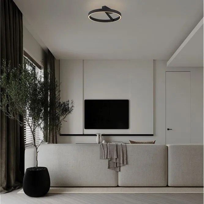 Plafoniera circulara aluminiu negru LED CCT ADALIZ 50cm