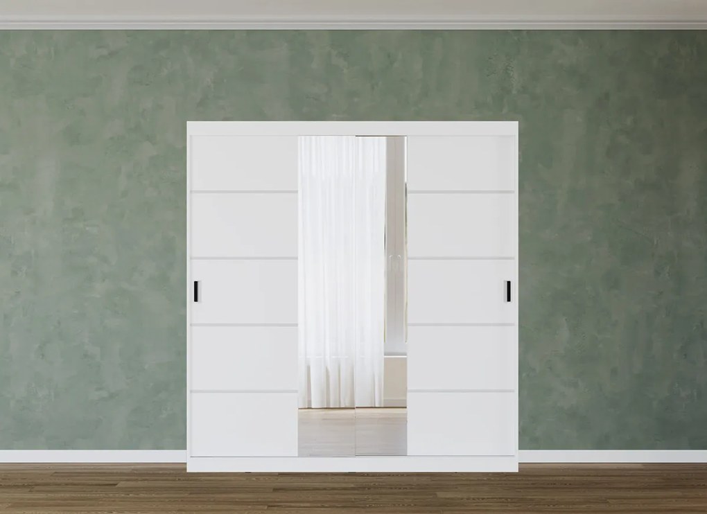 Dulap alb cu oglinda mica dormitor - Blanco - 3 - 184 cm