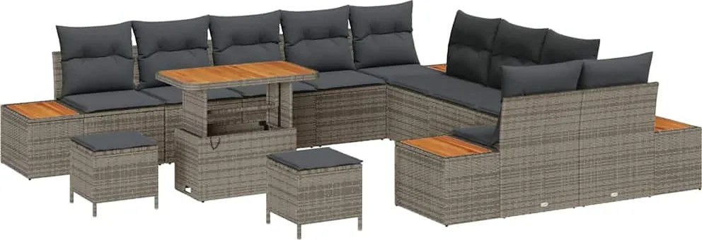 vidaXL Set de canapele pentru grădină 13 pcs Gri poliratan