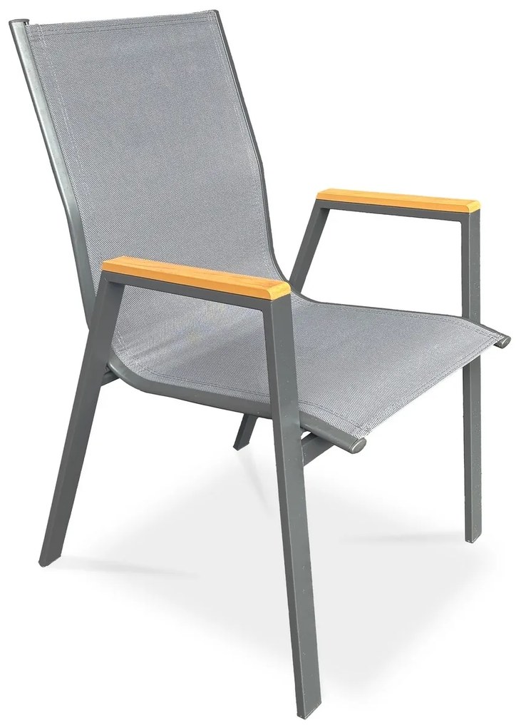 Autronic Scaun de grădină, metal, textil, gri, AZC-S1050 GREY